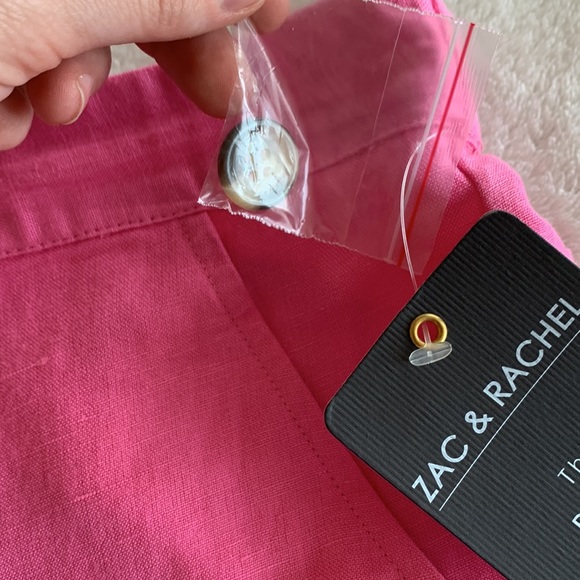 Zac and Rachel Size 16 Pink Blossom Button Cotton Pants NWT - Picture 3 of 8